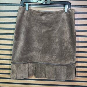 Vintage Yvonne & Marie Suede Leather Pleated Hem Women’s Skirt Size 12
